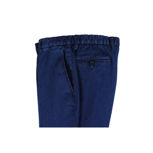 PANTALONE UOMO CLASSICO IN TESSUTO JEANS  LEGGERO ELASTICIZZATO TAGLIE COMODE VITA ALTA CINTOLO CON ELASTICO