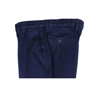 PANTALONE UOMO CLASSICO IN TESSUTO JEANS  LEGGERO ELASTICIZZATO TAGLIE COMODE VITA ALTA CINTOLO CON ELASTICO