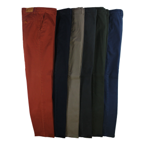 .UOMO PANTALONE CHINO MADE IN ITALY VITA REGOLARE GAMBA DRITTA COTONE ELASTICIZZATO 4 STAGIONI ART.FIRENZE