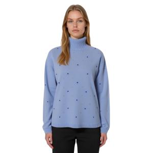 .MAGLIONE DONNA COLLO ALTO FANTASIA POIS MISTO LANA VISCOSA CASHMERE MADE IN ITALY ART.40011