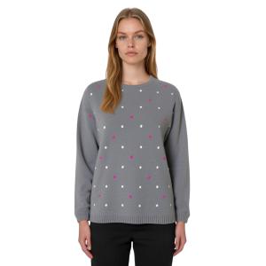 ..MAGLIONE DONNA GIROCOLLO FANTASIA POIS MISTO LANA VISCOSA CASHMERE MADE IN ITALY ART.40010
