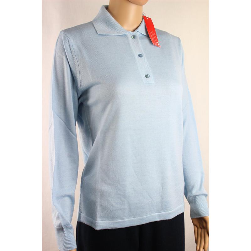 .MAGLIA POLO DONNA 3 BOTTONI.LANA MERINOS 80% MADE IN ITALY S-M-L-XL-XXL CIELO