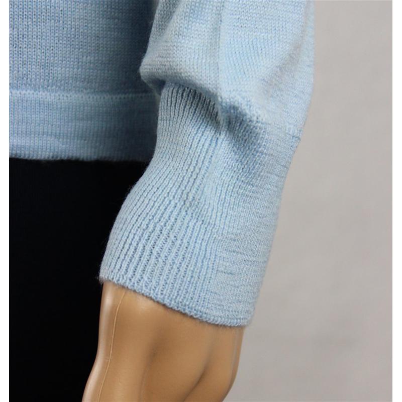 .MAGLIA POLO DONNA 3 BOTTONI.LANA MERINOS 80% MADE IN ITALY S-M-L-XL-XXL CIELO